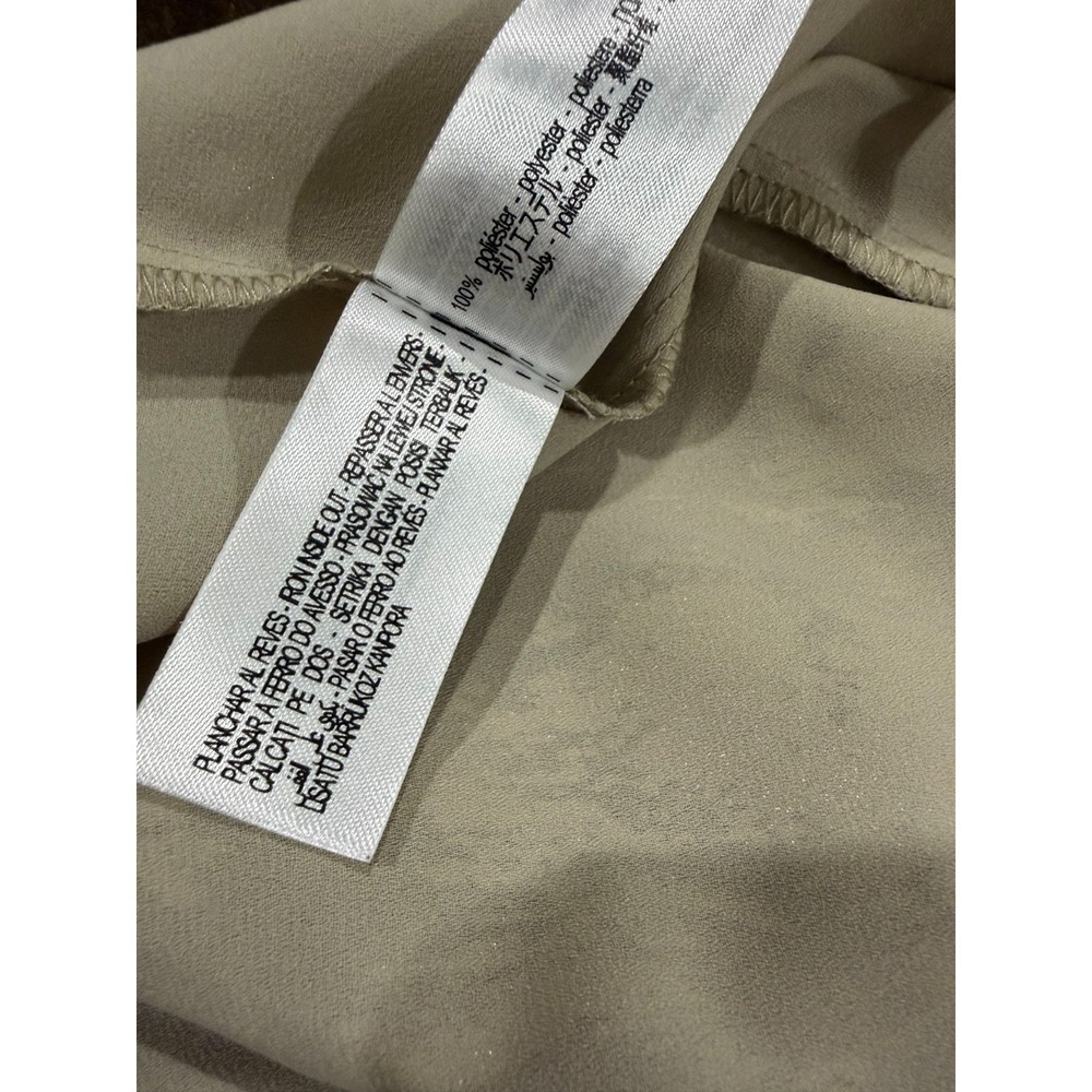 Zara Wide Leg Trousers Womens M Gray Gold‎ Metalic Drawstring Wasit Relaxed Fit - Picture 4 of 7